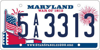 MD license plate 5AA3313