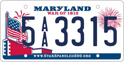 MD license plate 5AA3315