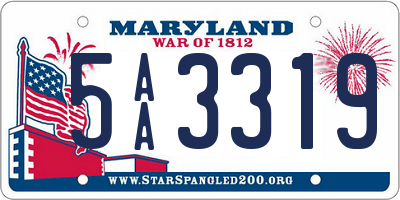 MD license plate 5AA3319