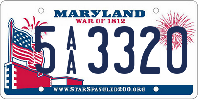 MD license plate 5AA3320