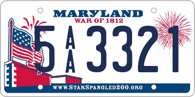 MD license plate 5AA3321