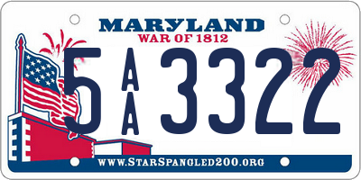 MD license plate 5AA3322