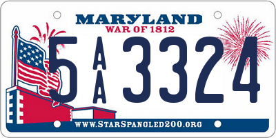 MD license plate 5AA3324