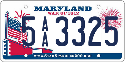 MD license plate 5AA3325