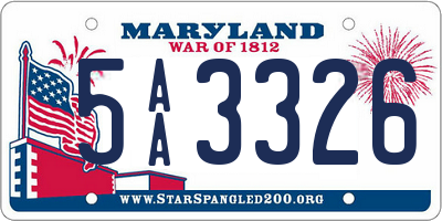 MD license plate 5AA3326