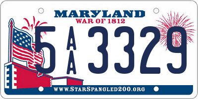 MD license plate 5AA3329