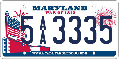 MD license plate 5AA3335