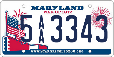 MD license plate 5AA3343