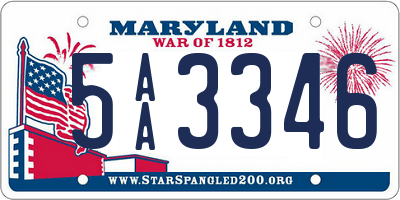 MD license plate 5AA3346