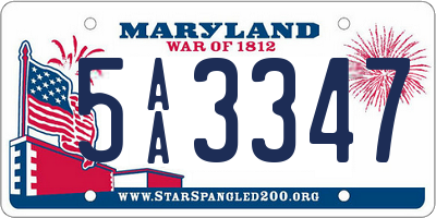 MD license plate 5AA3347