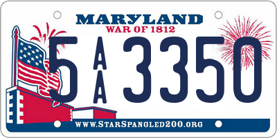 MD license plate 5AA3350