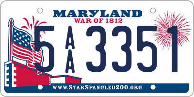 MD license plate 5AA3351