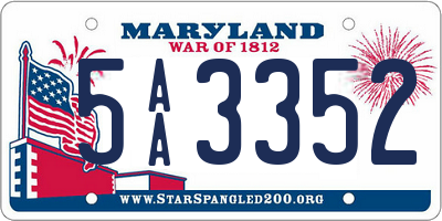 MD license plate 5AA3352