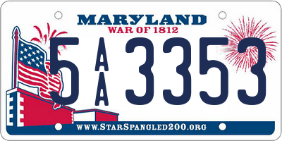 MD license plate 5AA3353