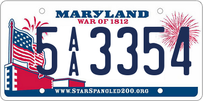 MD license plate 5AA3354