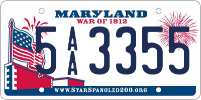 MD license plate 5AA3355