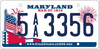 MD license plate 5AA3356