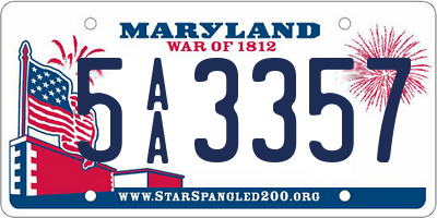 MD license plate 5AA3357