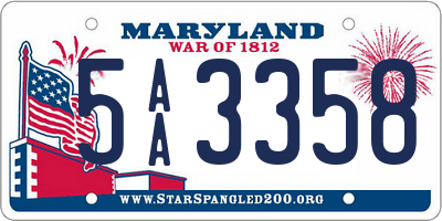 MD license plate 5AA3358