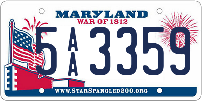 MD license plate 5AA3359