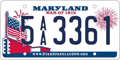 MD license plate 5AA3361