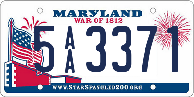 MD license plate 5AA3371