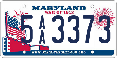 MD license plate 5AA3373