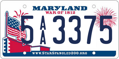 MD license plate 5AA3375