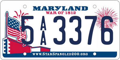 MD license plate 5AA3376