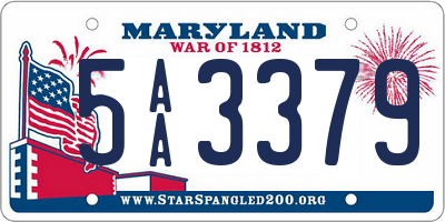 MD license plate 5AA3379