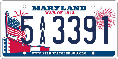 MD license plate 5AA3391