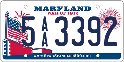 MD license plate 5AA3392