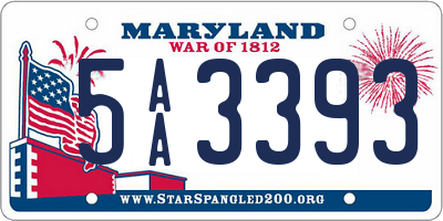 MD license plate 5AA3393