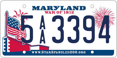 MD license plate 5AA3394