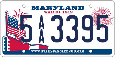 MD license plate 5AA3395