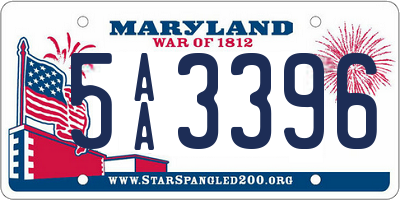 MD license plate 5AA3396