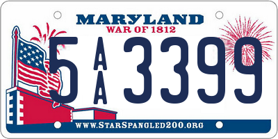 MD license plate 5AA3399