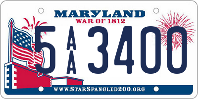 MD license plate 5AA3400