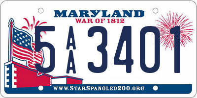 MD license plate 5AA3401