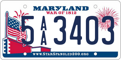 MD license plate 5AA3403