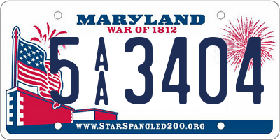 MD license plate 5AA3404