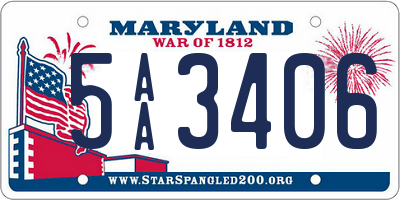 MD license plate 5AA3406