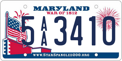 MD license plate 5AA3410