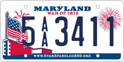 MD license plate 5AA3411