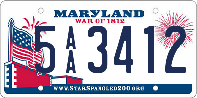 MD license plate 5AA3412