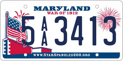 MD license plate 5AA3413