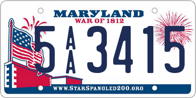 MD license plate 5AA3415