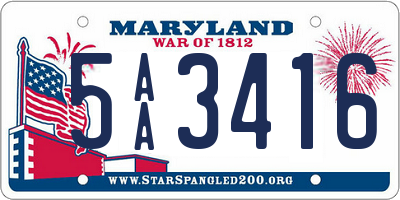 MD license plate 5AA3416