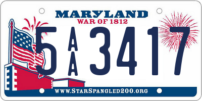 MD license plate 5AA3417