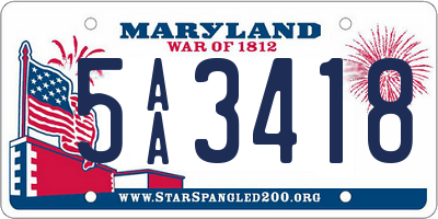 MD license plate 5AA3418